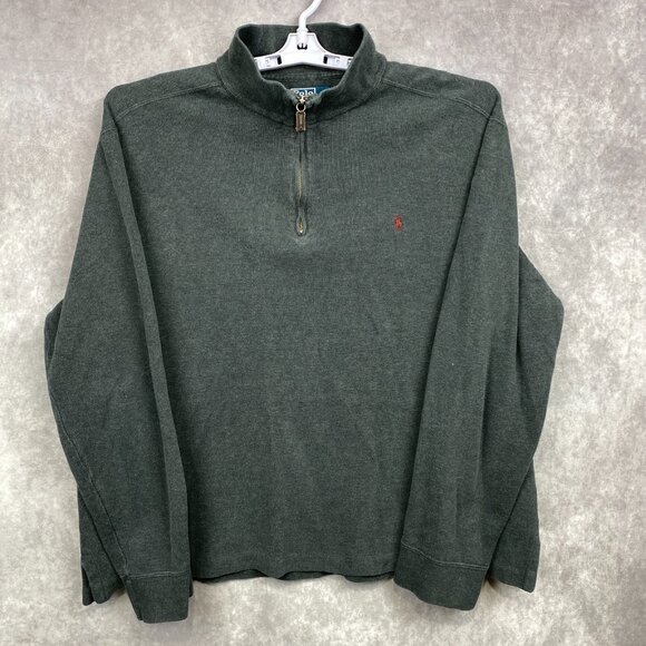 Polo Ralph Lauren 1/4 Zip Sweatshirt Mens Large Gray Preppy Casual Maroon Pony - Picture 1 of 9
